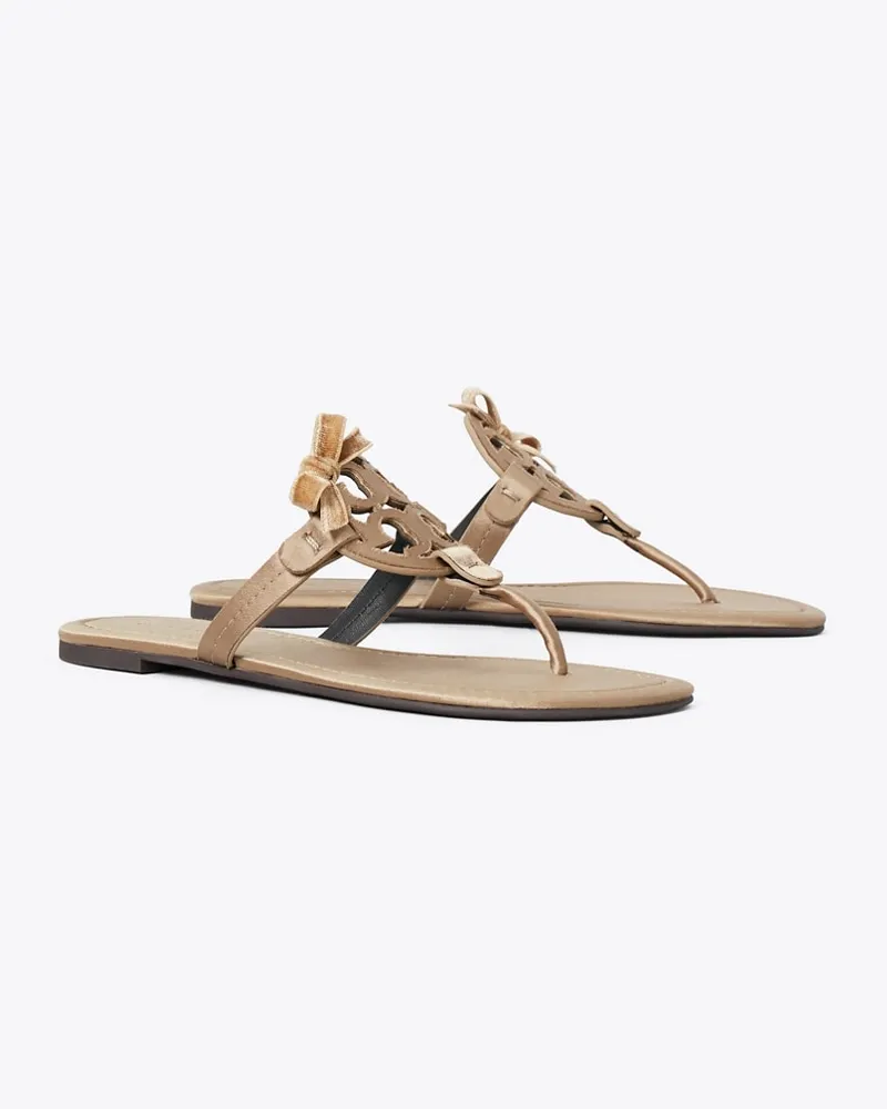Tory Burch Miller Sandale aus Satin mit Schleife Dark