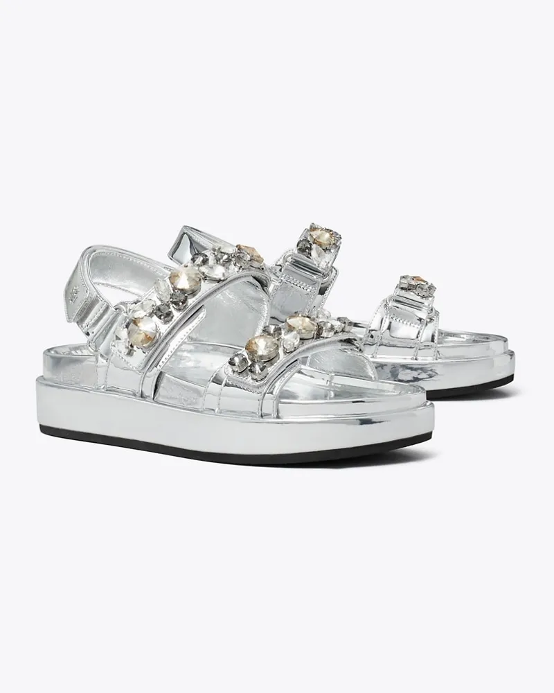 Tory Burch Damen Kira Sport Sandal Argento