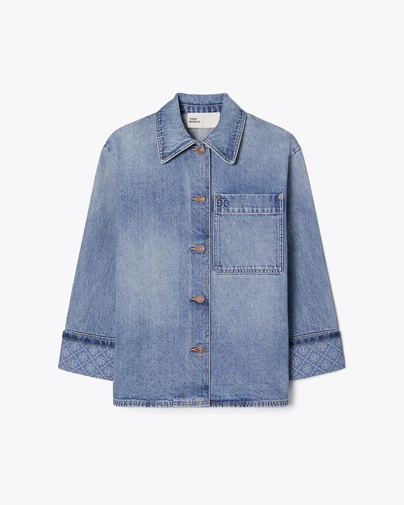 Tory Burch Damen Denim Barn Jacket Light