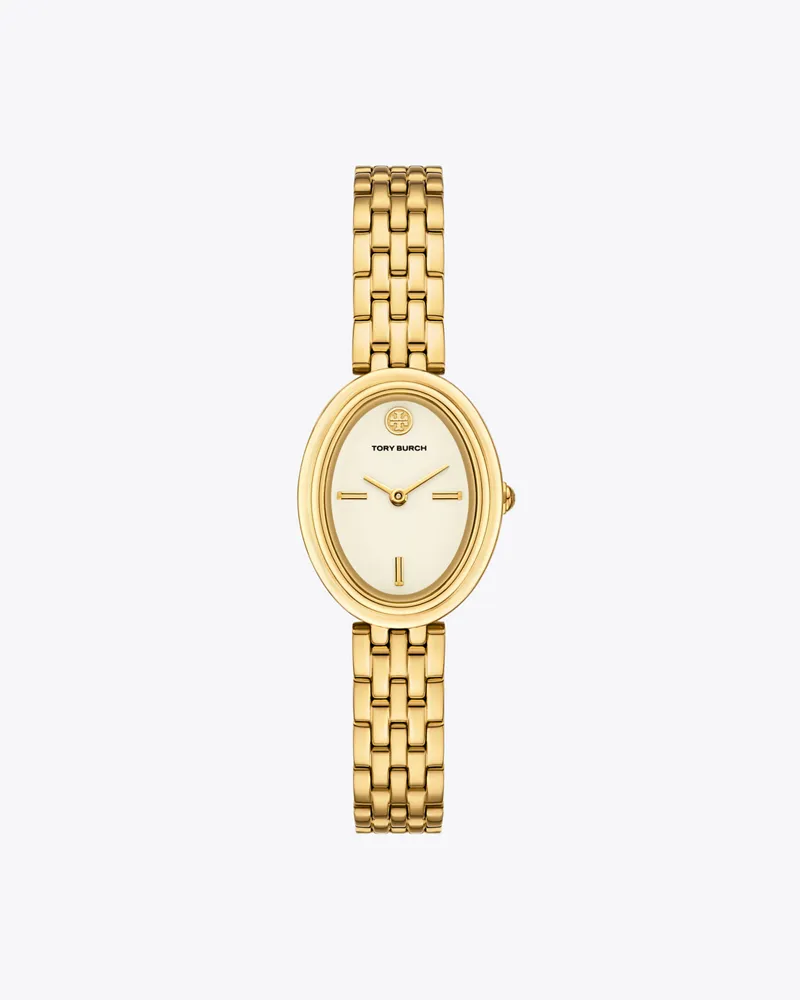 Tory Burch Damen Ovale Armbanduhr Gold