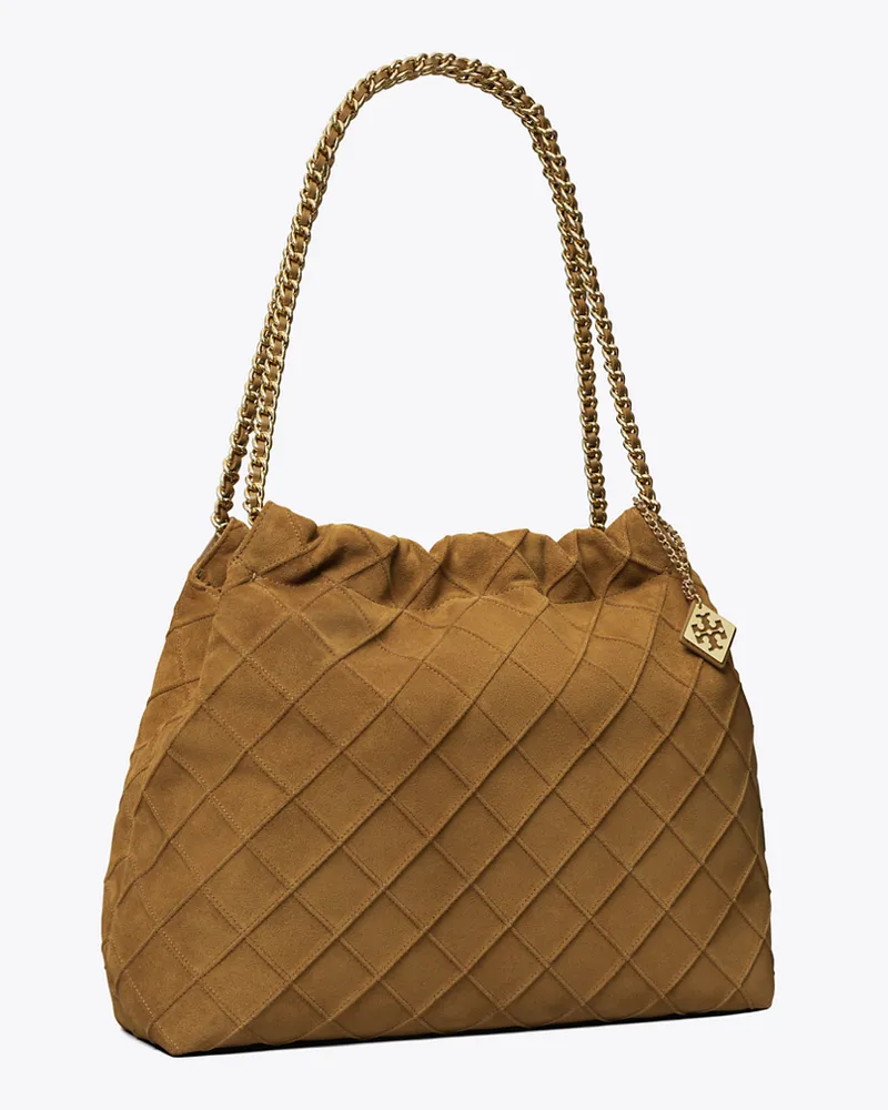 Tory Burch Damen Weiche Fleming Wildledertasche mit Tunnelzug Chicory