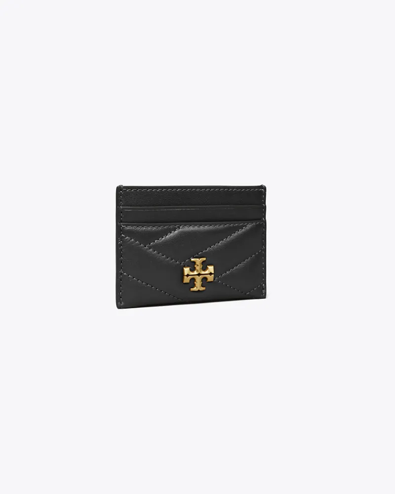Tory Burch Damen Kira Kartenetui mit Chevron-Steppung in Schwarz Black