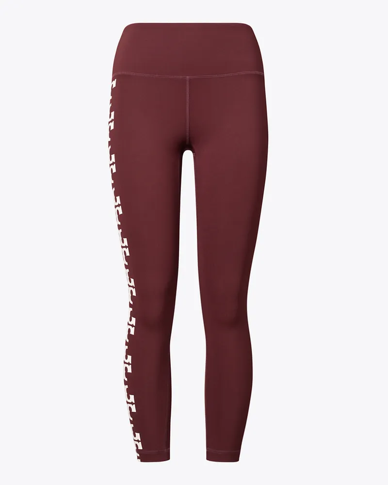 Tory Burch Damen Compression 7/8-Leggings mit Logo Merlot