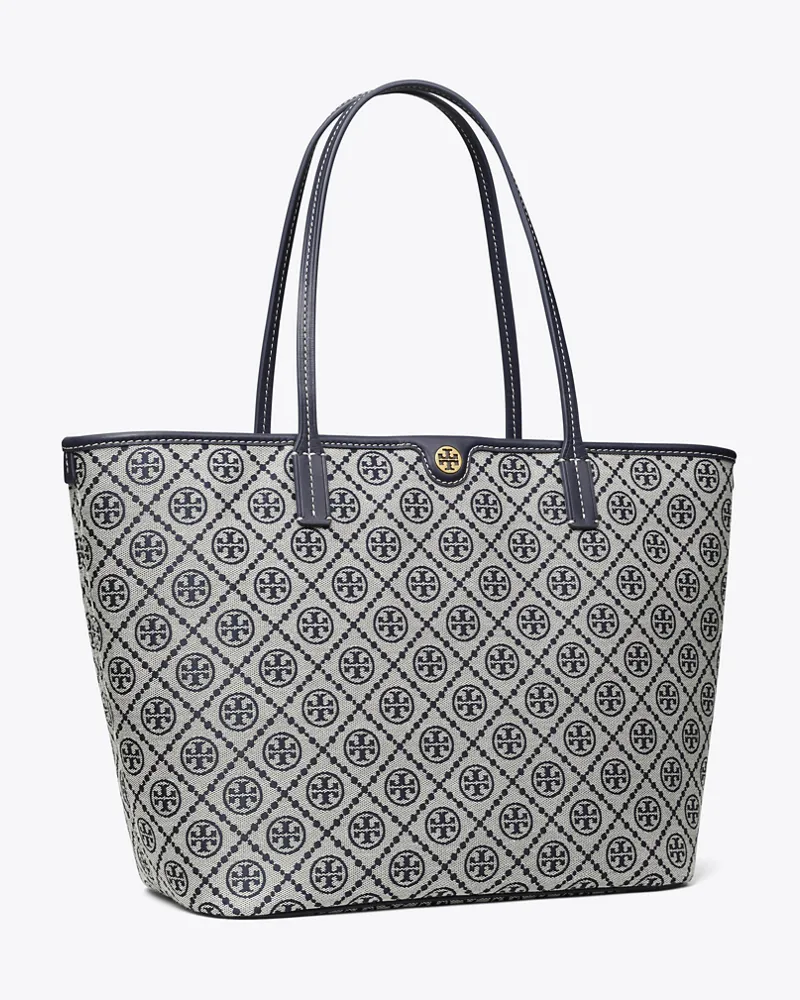 Tory Burch Damen Tote Bag mit T-Monogramm und Reißverschluss in Blau Tory