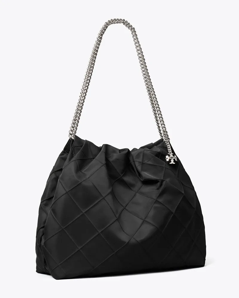 Tory Burch Damen Fleming Nylon Hobo Bag Black