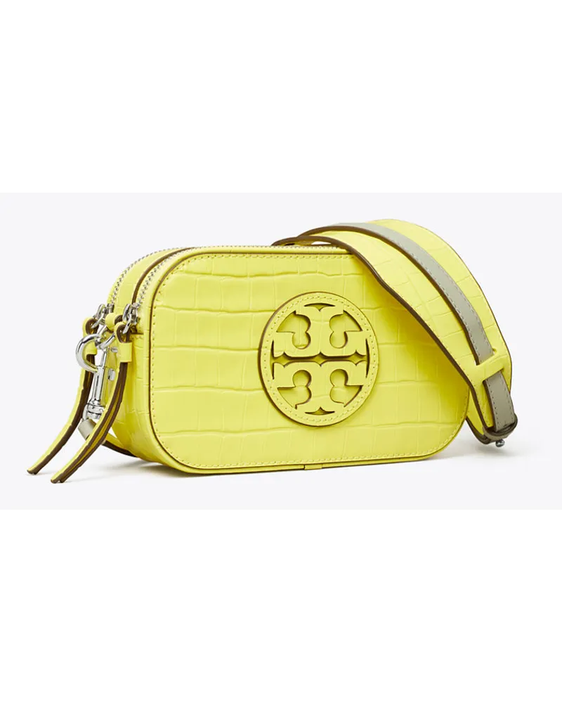 Tory Burch Mini Miller Croc-Embossed Crossbody Bag Lemon