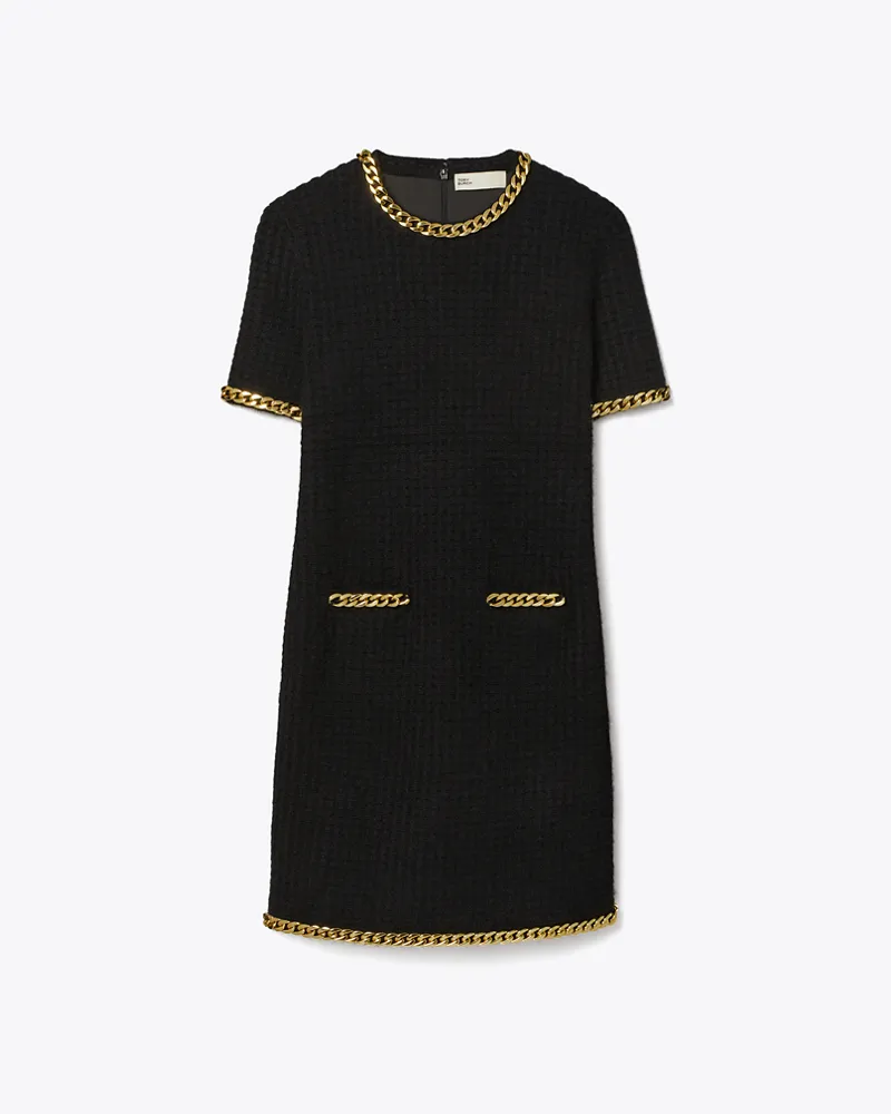 Tory Burch Damen Wollkleid mit Kettenverzierung Black
