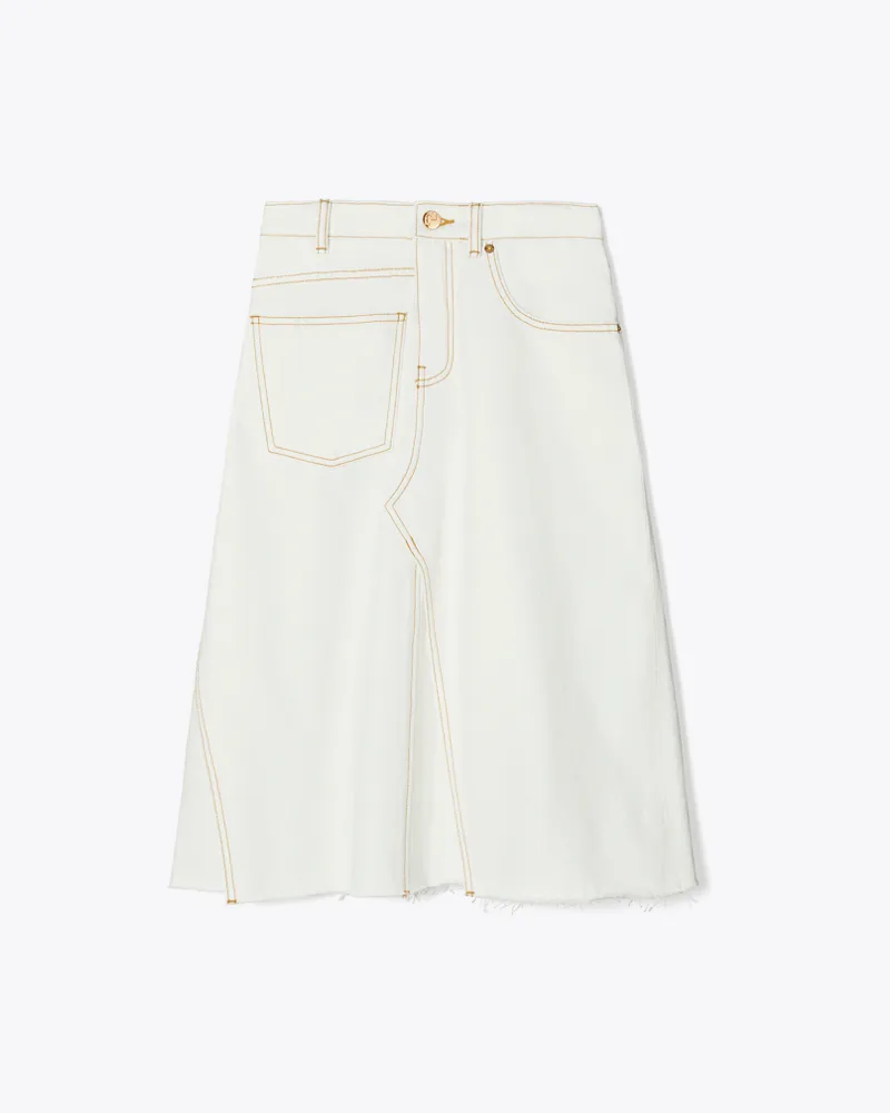 Tory Burch Damen Unstrukturierter Jeansrock White