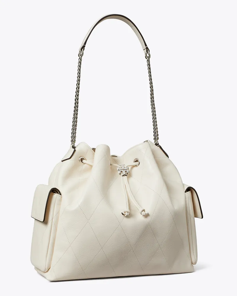 Tory Burch Damen Große gesteppte Charlie Schultertasche mit Tunnelzug Light