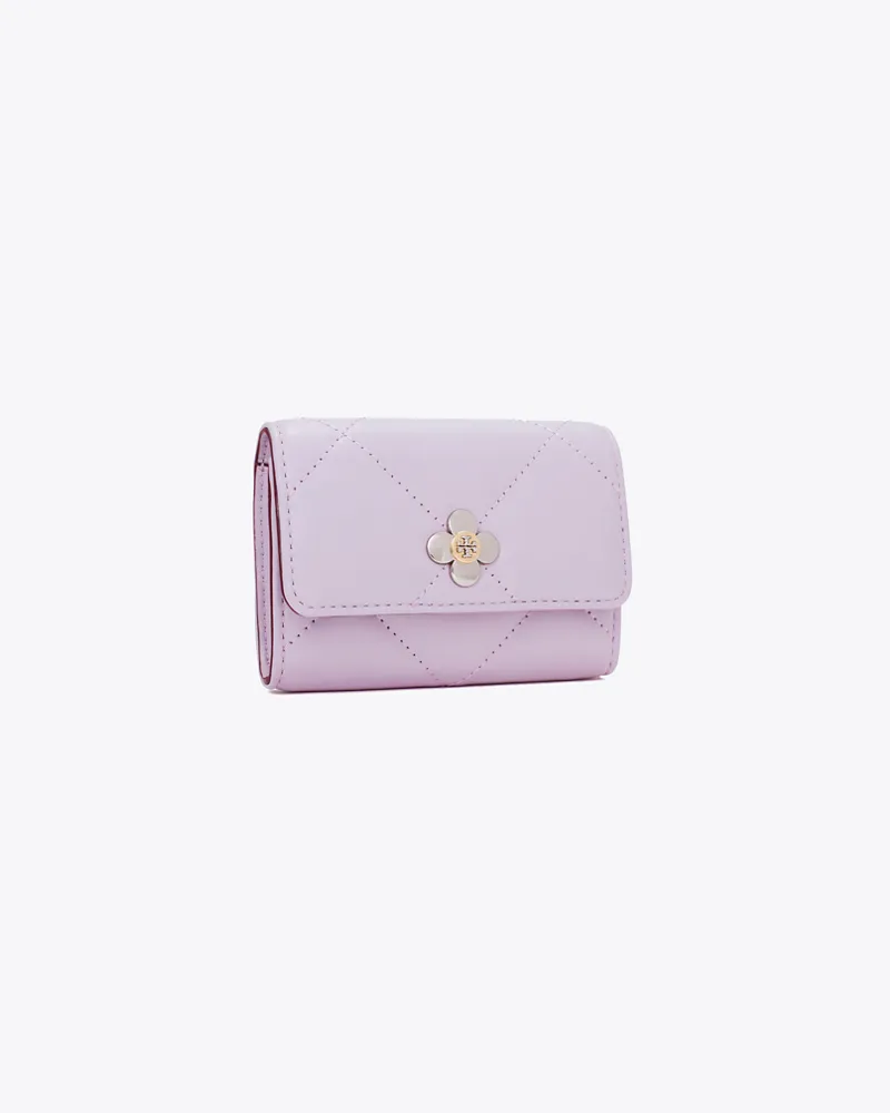 Tory Burch Damen Kira Diamond Quilt Clover Flap Card Case Purple