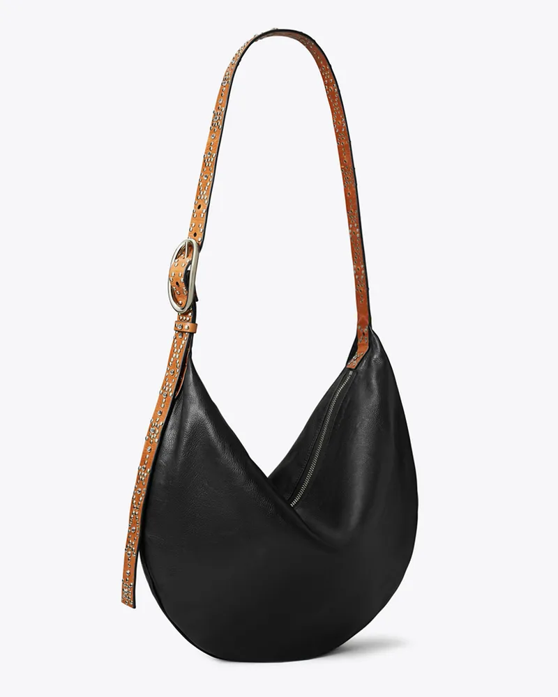 Tory Burch Damen Studded Balloon Bag Black