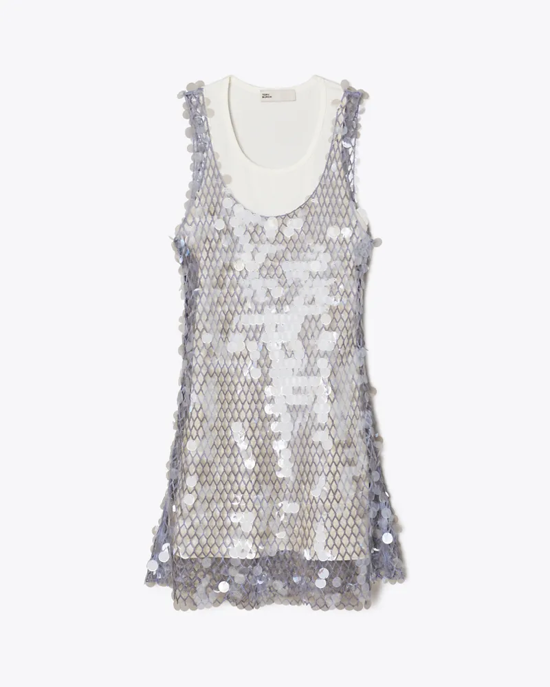 Tory Burch Damen Meshkleid mit Pailletten Snow