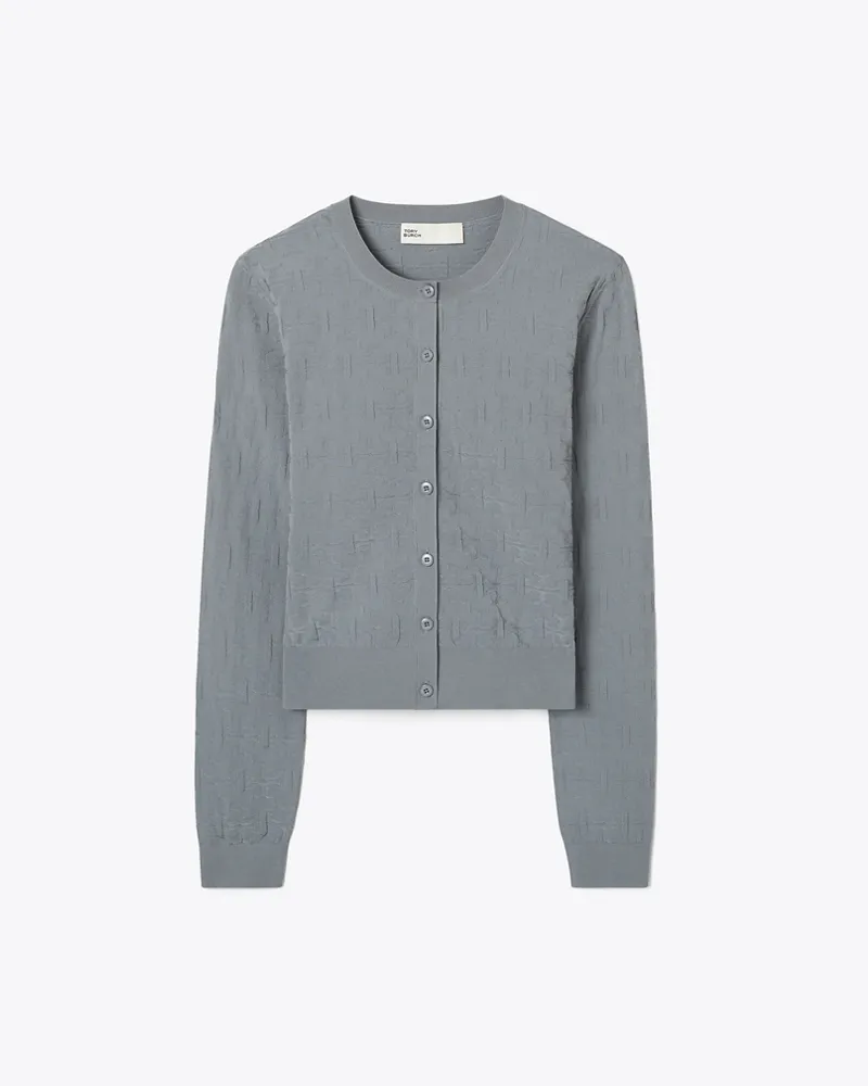 Tory Burch Damen Jacquardcardigan mit T-Monogramm Icicle