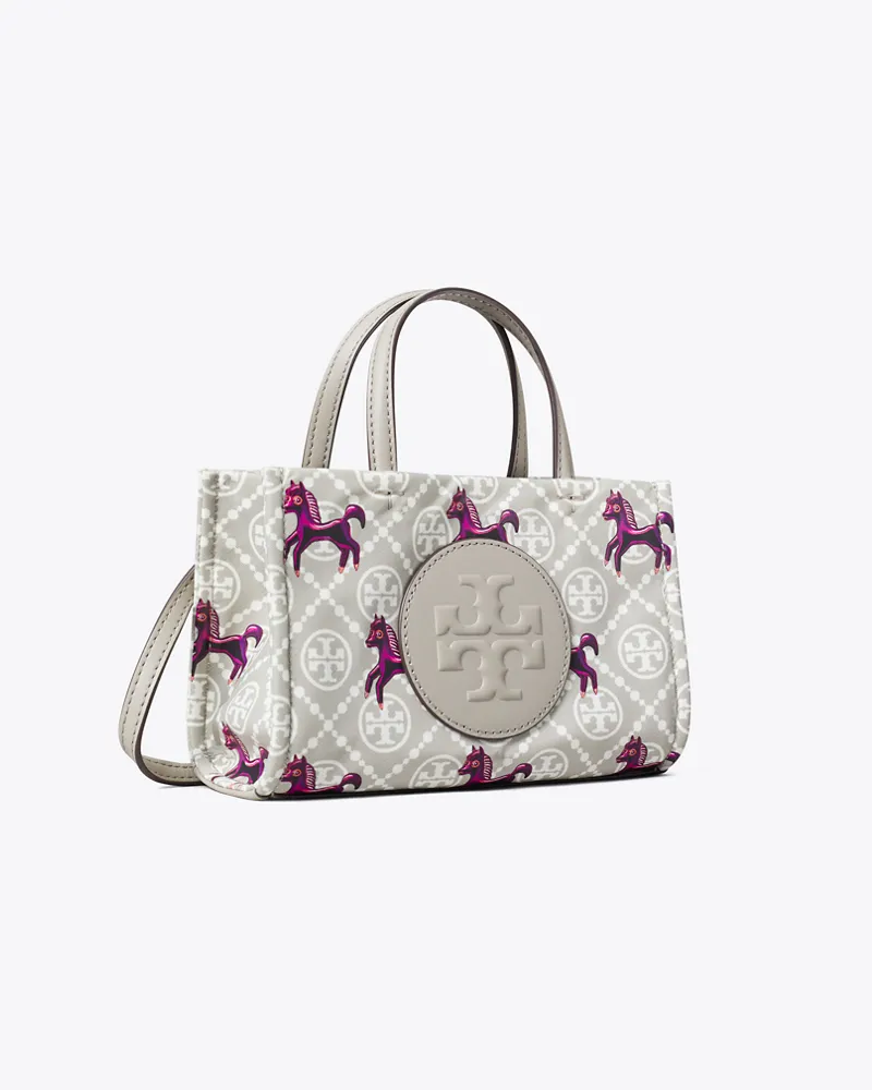 Tory Burch Damen Mini Ella Horse Tote Bag Gray