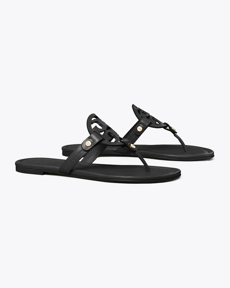 Tory Burch Damen Miller Sandale, Leder in Schwarz Perfect