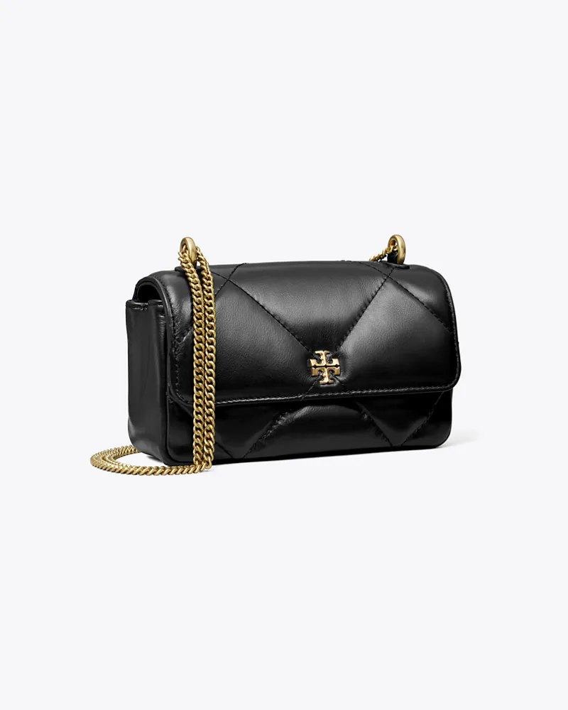 Tory Burch Damen Mini Kira Tasche mit Umschlag und Rautensteppung Black