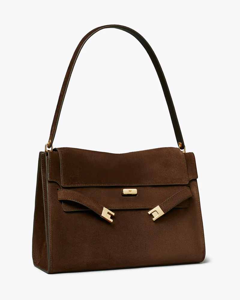 Tory Burch Damen Große Lee Radziwill Schultertasche aus Wildleder Dark