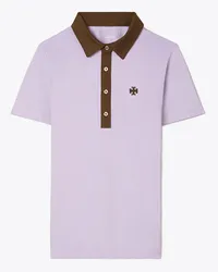 Tory Burch Performance Piqué Color-Block Polo Lavender