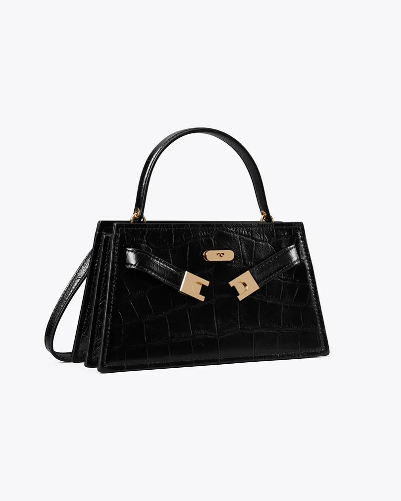Tory Burch Damen Geprägte Mini Lee Radziwill Tasche mit Tragegriff oben Black