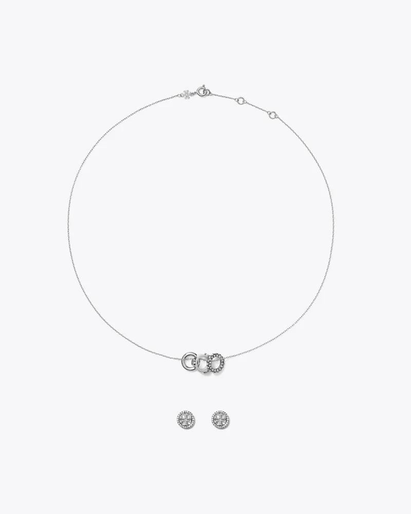 Tory Burch Damen Miller Pavé-Halskette und Ohrringe im Geschenkset Tory