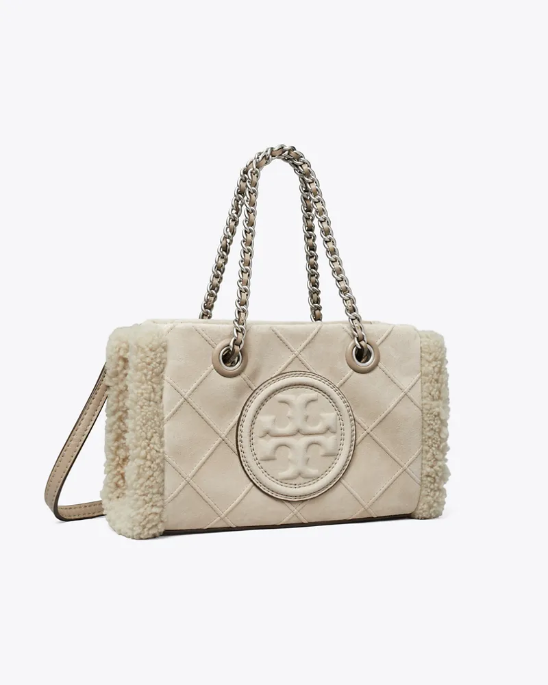 Tory Burch Damen Fleming Mini Tote Bag mit weichem Lammfell und Kettenriemen Cotton