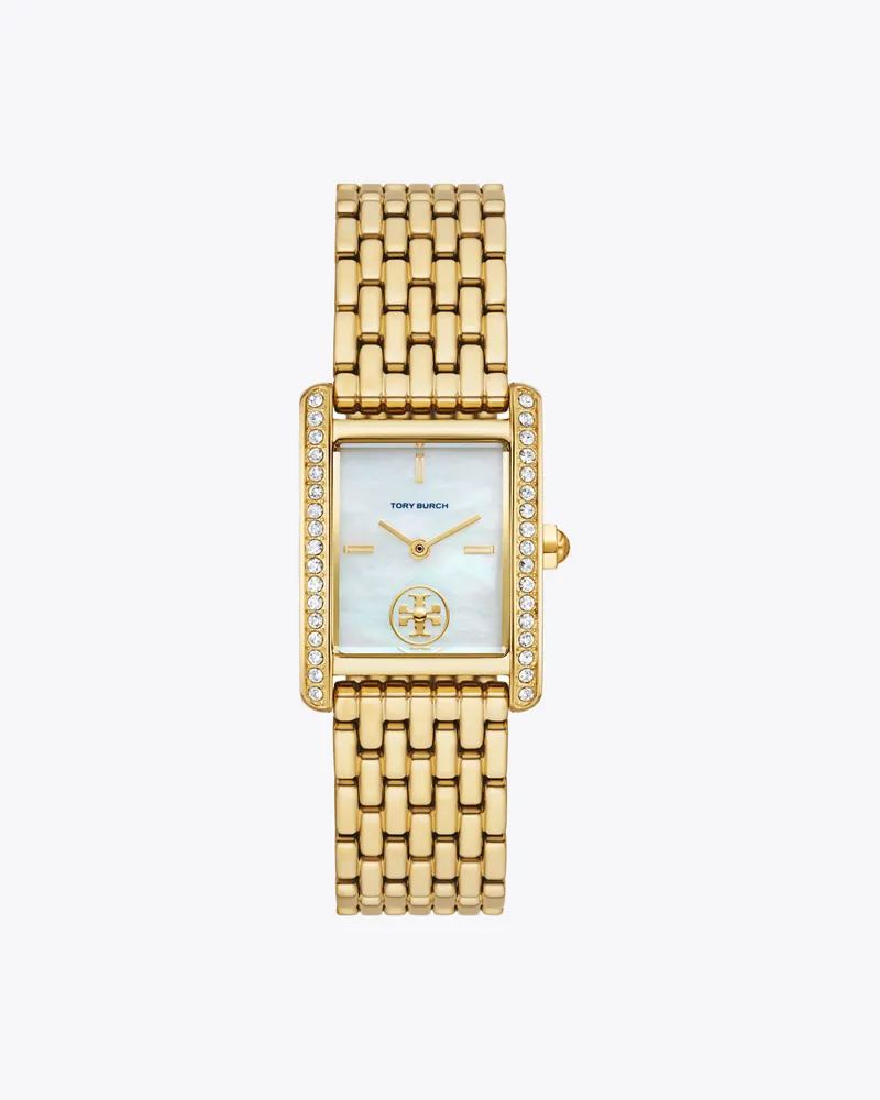 Tory Burch Damen Eleanor Armbanduhr aus goldfarbenem Edelstahl White