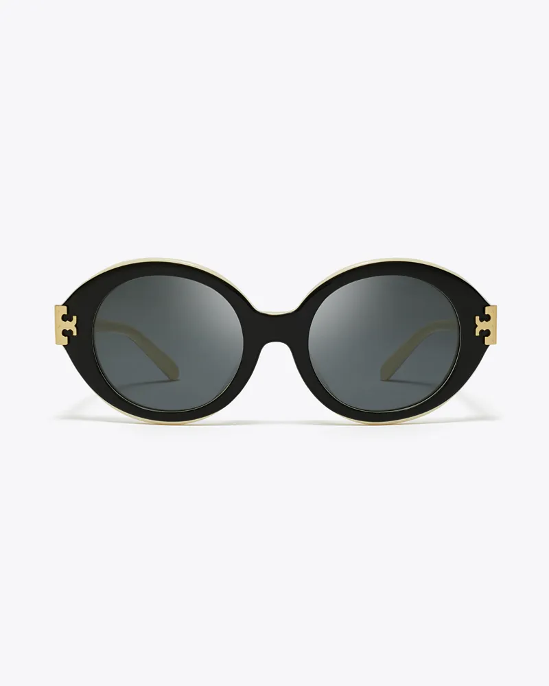 Tory Burch Damen Eleanor Oval Sunglasses Black