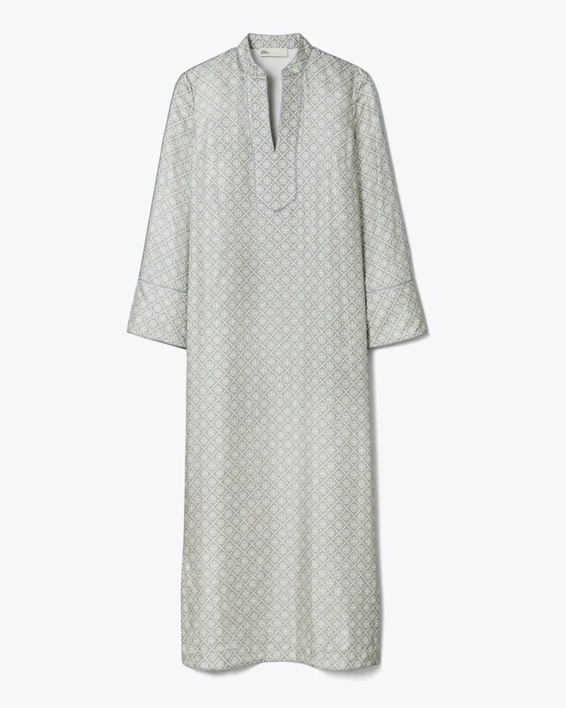 Tory Burch Damen Bedruckter Seidenkaftan mit T-Monogramm Gray