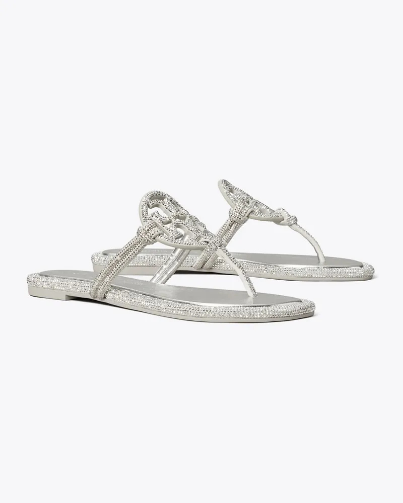 Tory Burch Miller Pavé Knotted Sandal Silver