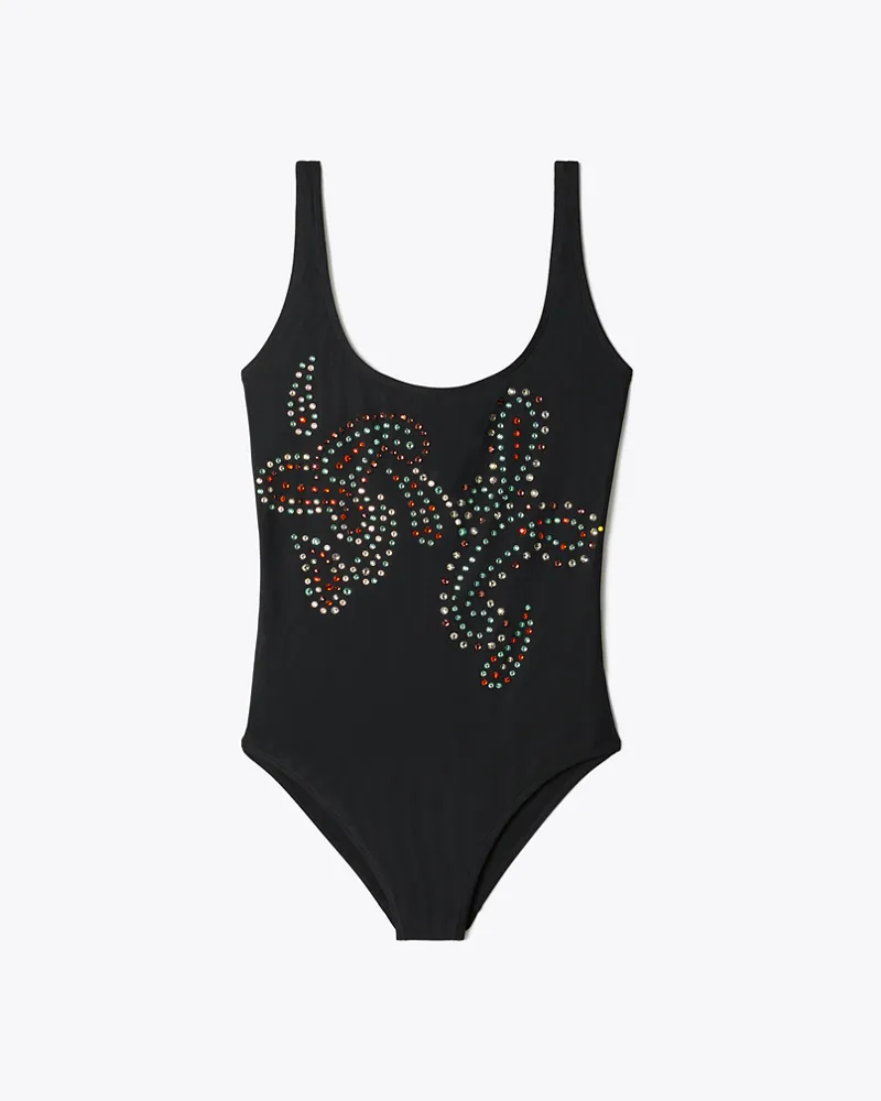 Tory Burch Damen Embellished Swimsuit Black
