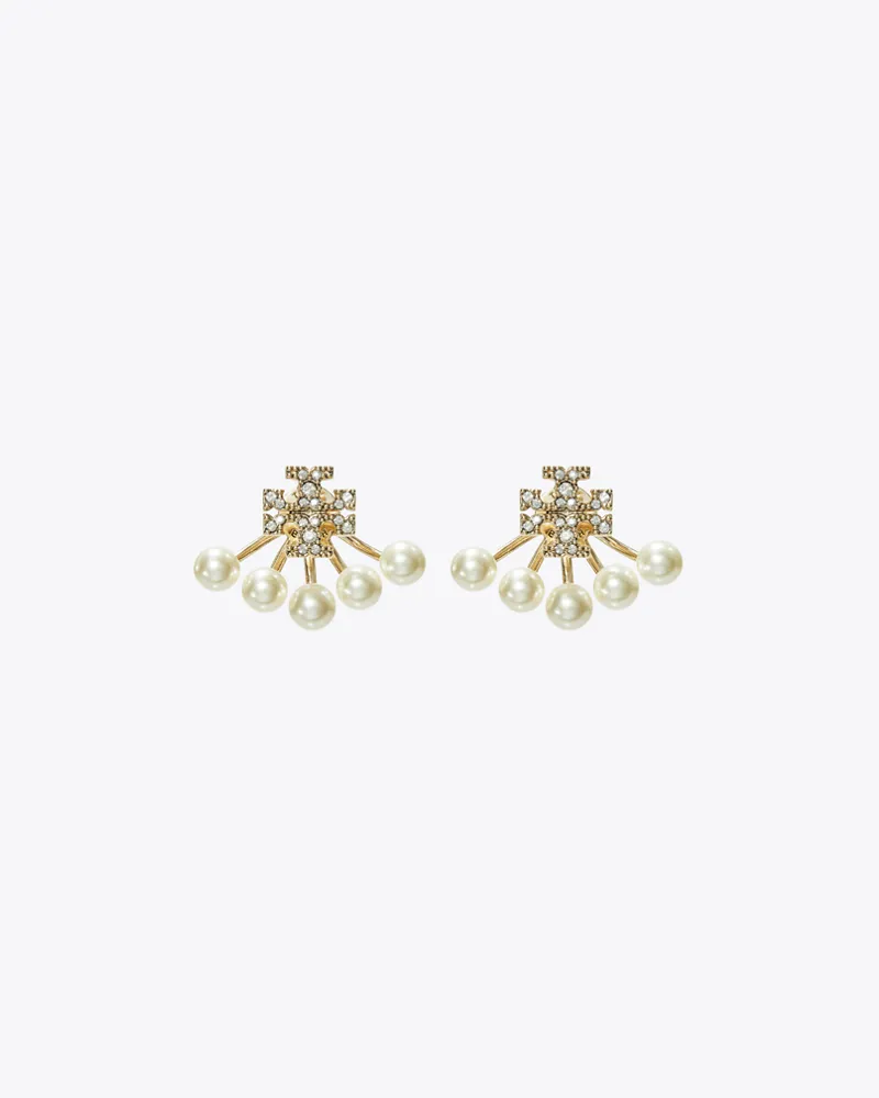 Tory Burch Damen Kira Front-Back Ohrring mit Perlen Tory
