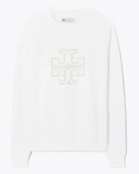 Tory Burch Heavy French Terry Logo Crewneck Snow