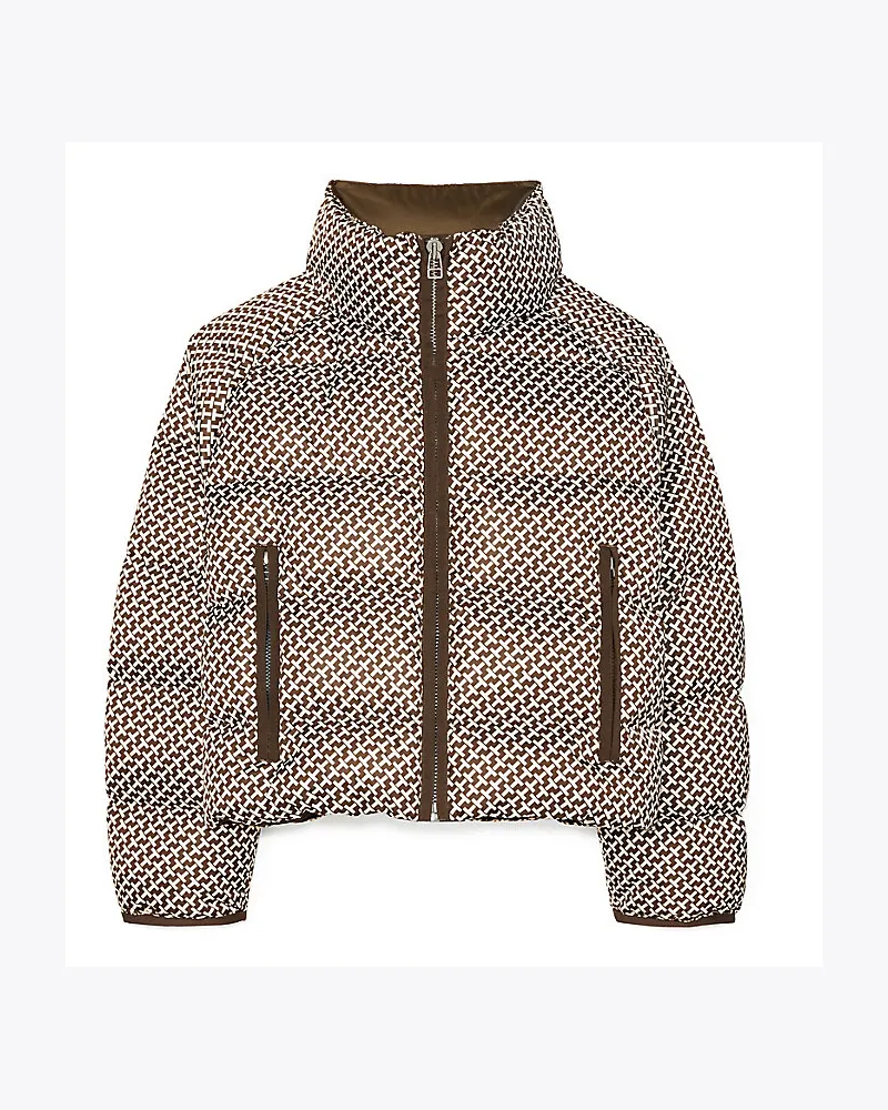 Tory Sport Kurze Bedruckte Daunenjacke Aus Funktionssatin Dark