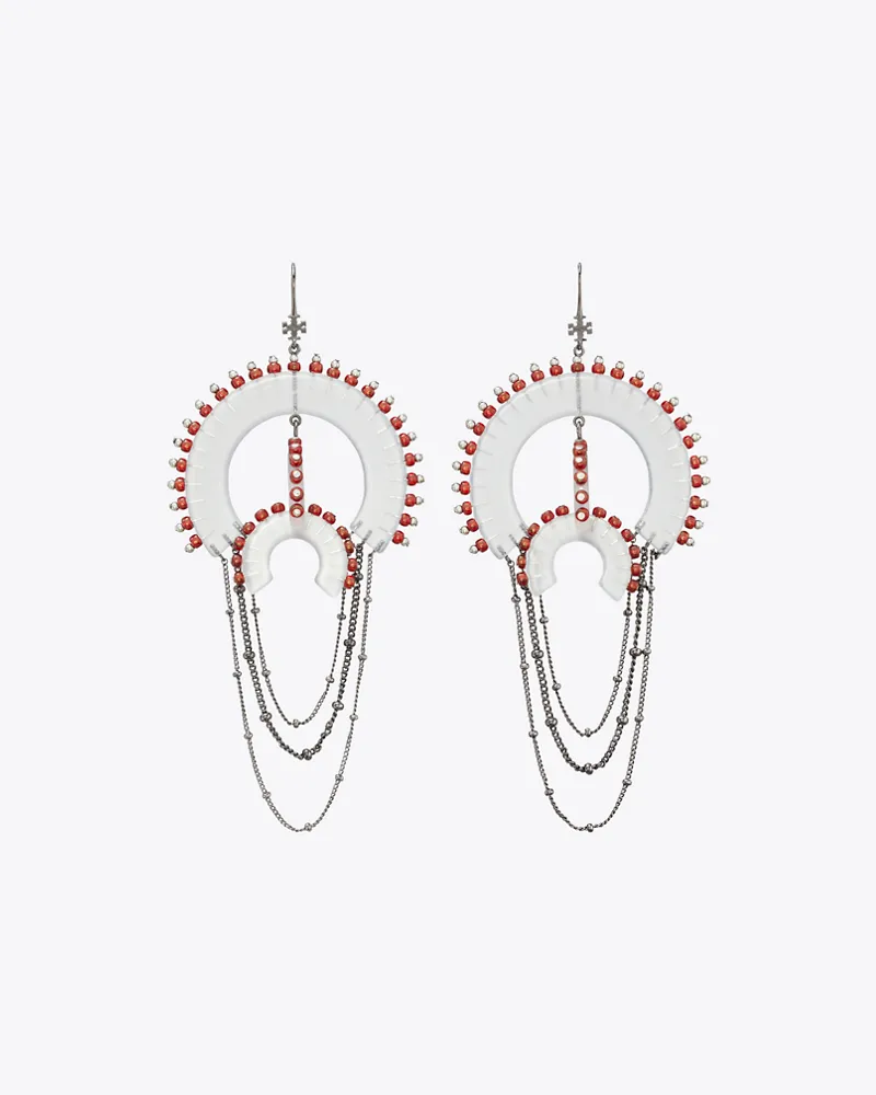 Tory Burch Damen Chandelier-Ohrringe mit Kunstharz und Perlen Black