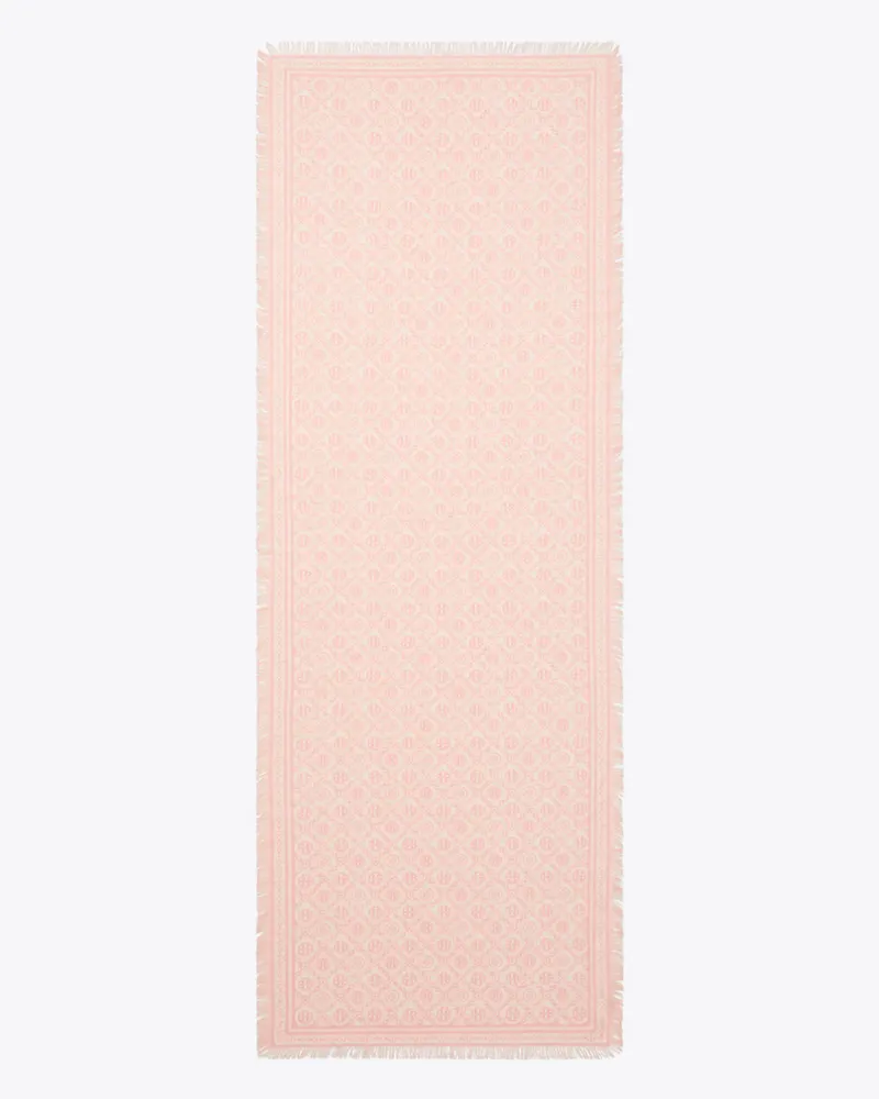 Tory Burch Damen T Monogram Floral Oblong Scarf Pink