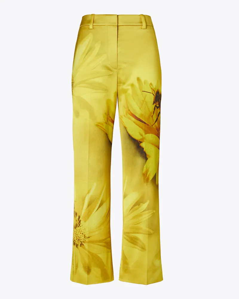 Tory Burch Damen Bedruckte Satinhose Yellow