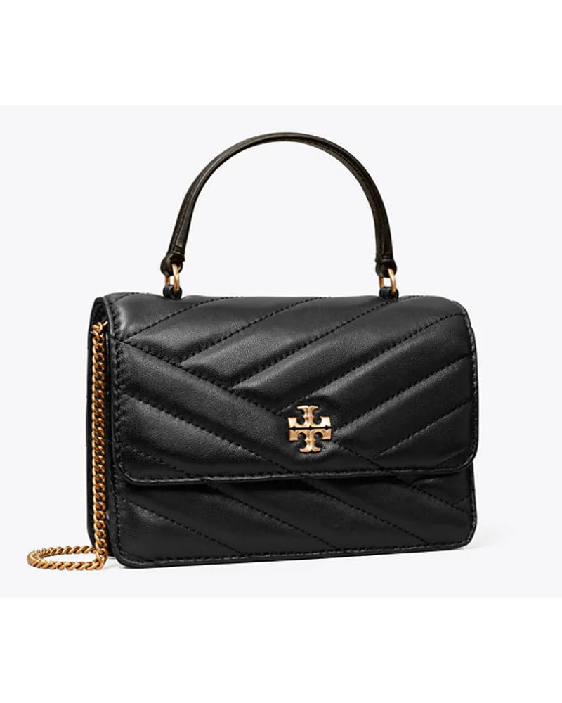 Tory Burch Mini Kira Chevron Top Handle Chain Wallet Black