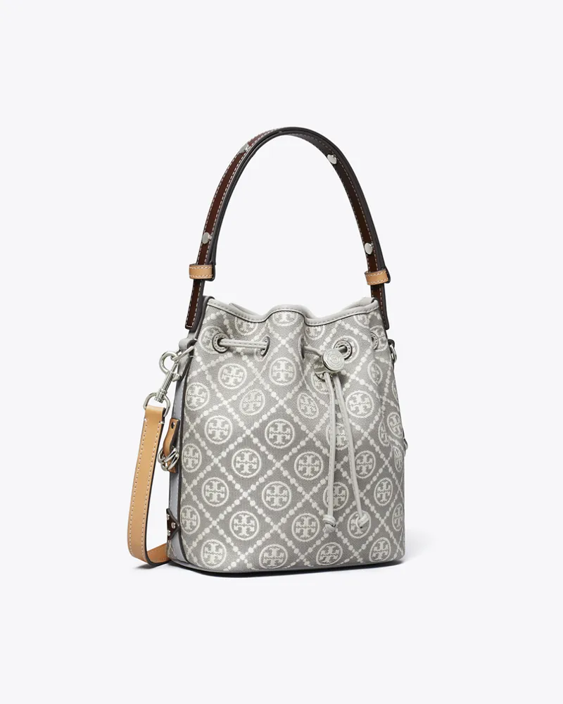 Tory Burch Damen Bucket Bag im Utility-Stil mit T-Monogramm Gray