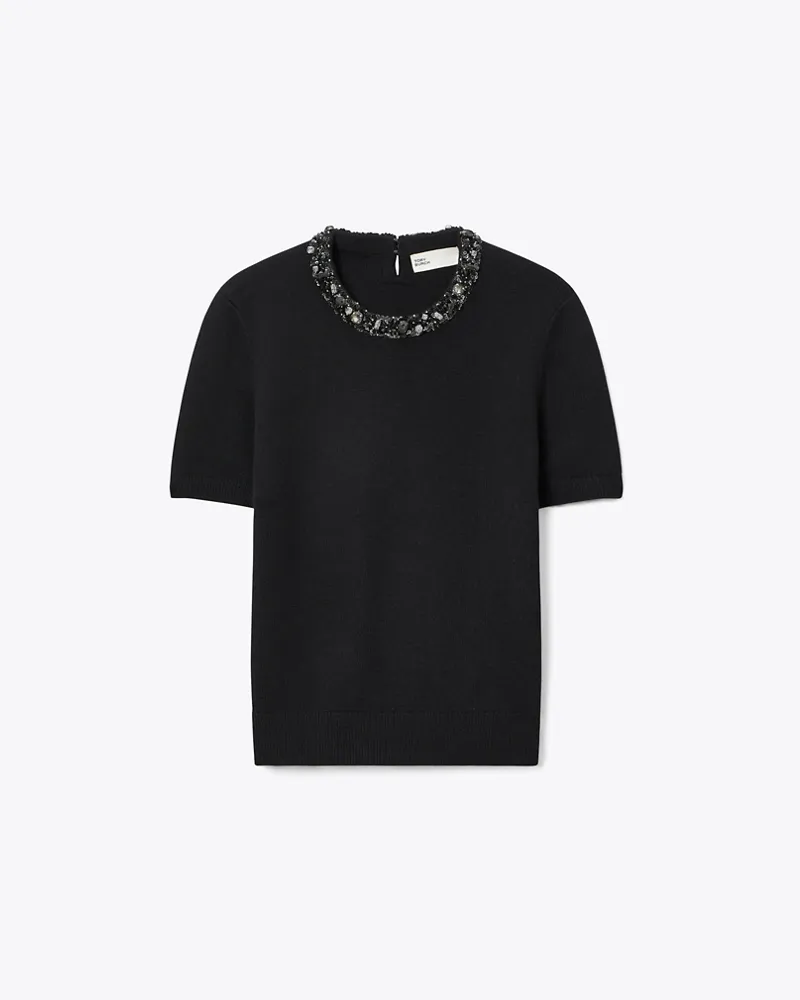 Tory Burch Verzierter Wollpullover Black