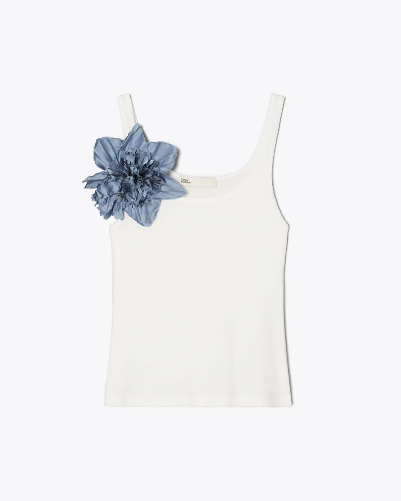 Tory Burch Geripptes Tanktop White