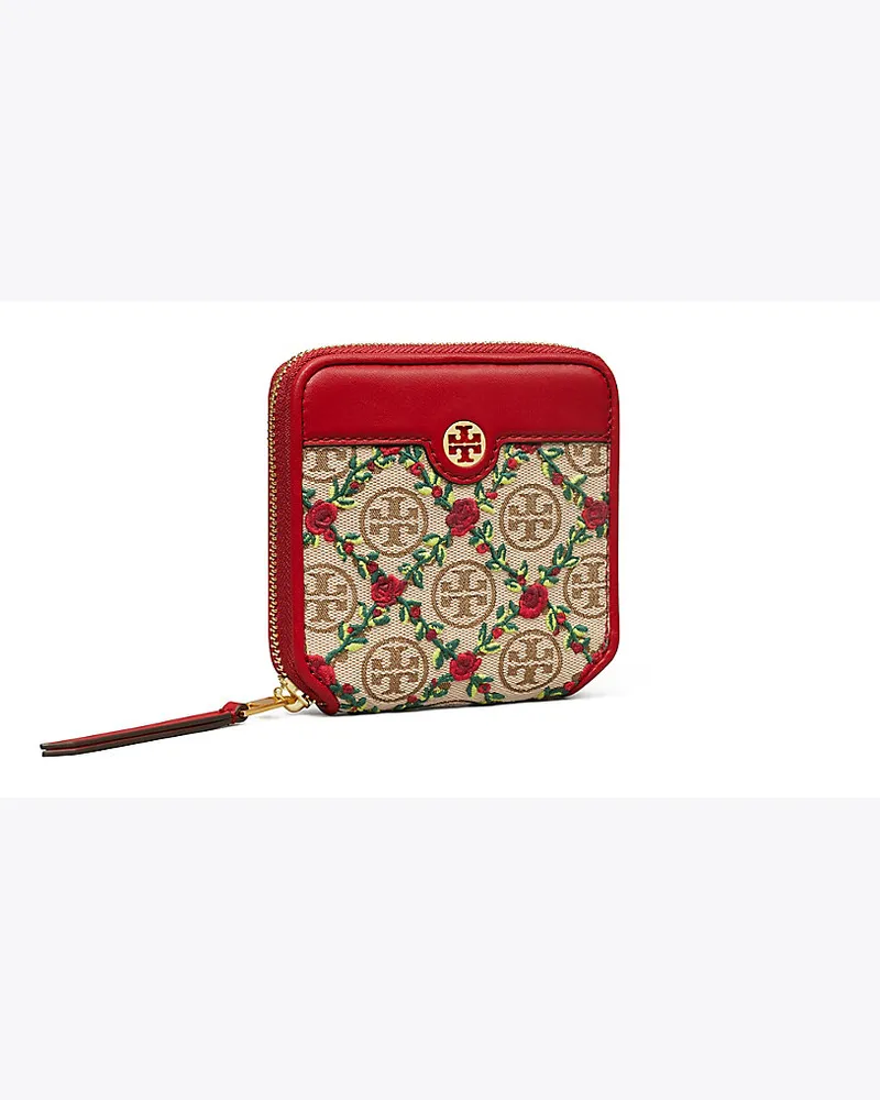 Tory Burch Bestickte, Aufklappbare Geldbörse Mit T-Monogramm 