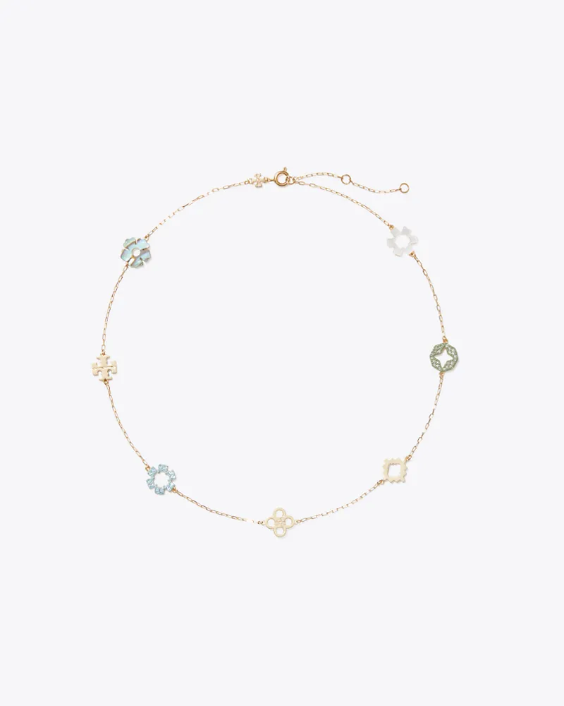 Tory Burch Damen Forget Me Not Pavé Necklace Tory