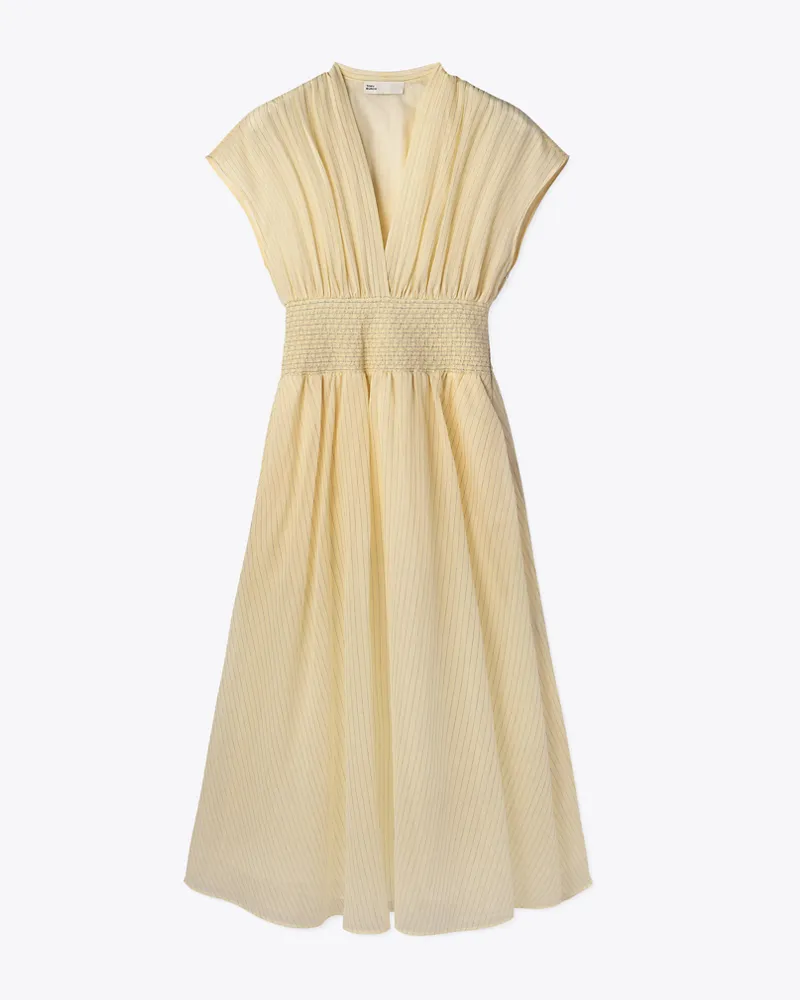 Tory Burch Damen Gestreiftes Baumwollkleid Cream