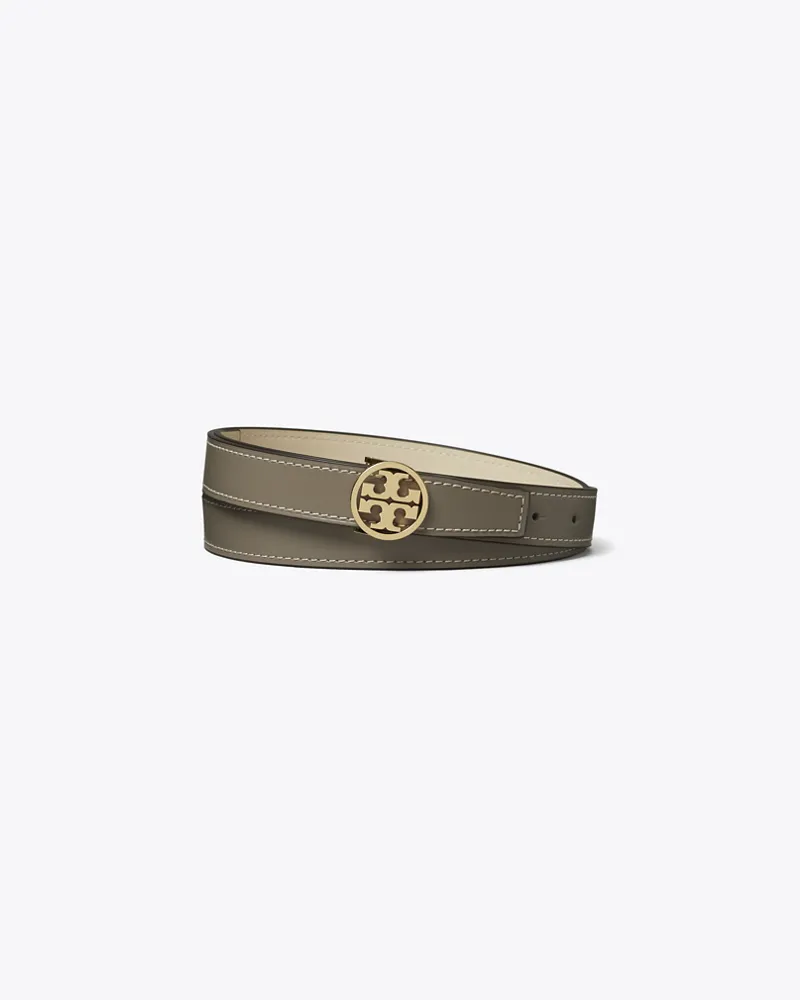 Tory Burch Damen Glatter Miller Wendegürtel, 2,5 cm Gray