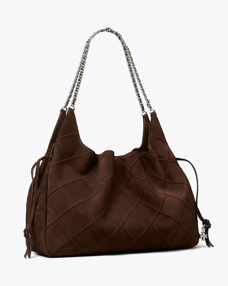Tory Burch Damen Große Fleming Tote Bag aus Wildleder Dark