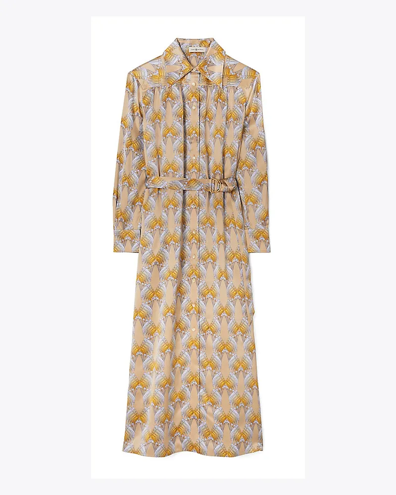 Tory Burch Hemdkleid Aus Seidensatin Taupe