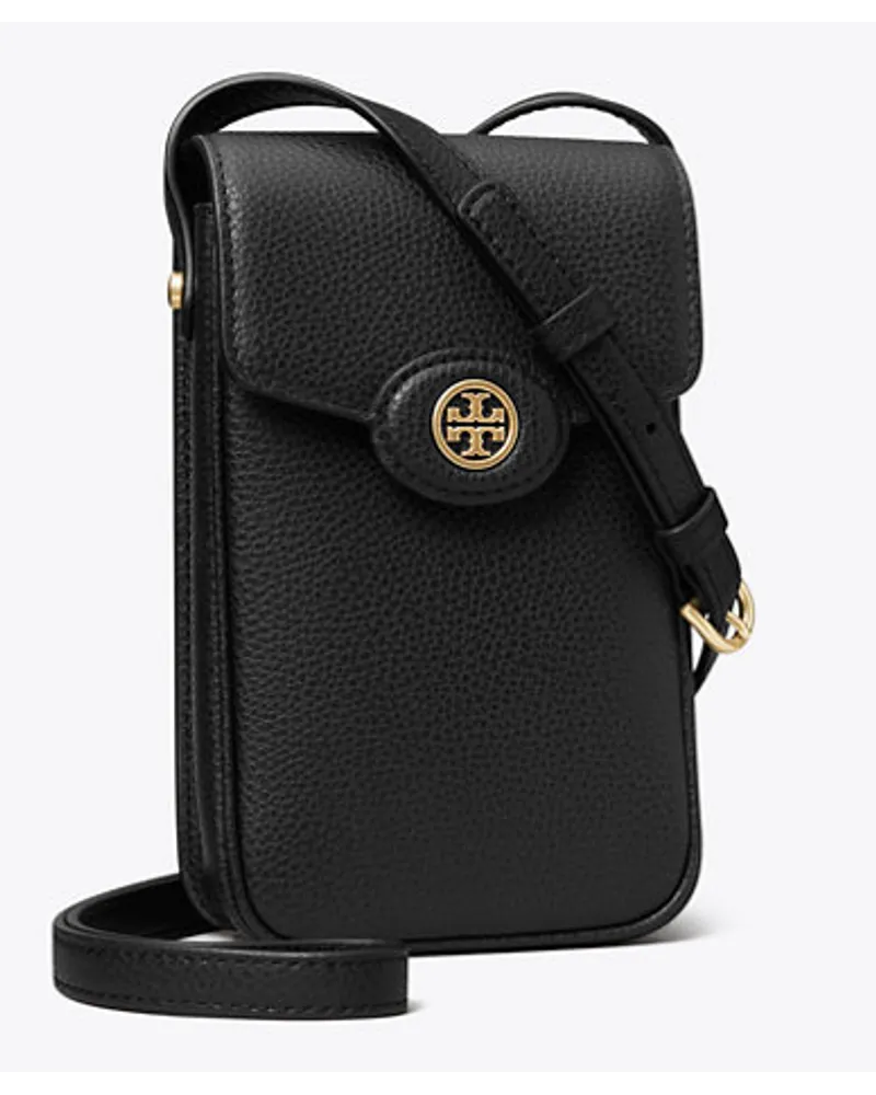 Tory Burch Robinson Pebbled Phone Crossbody Black