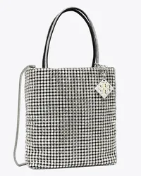 Tory Burch Night Owl Crystal-Embellished Mini Tote Silver