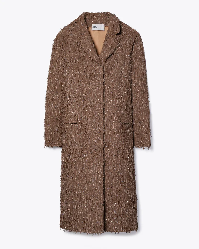 Tory Burch Damen Paillettenbesetzter Mantel Stone