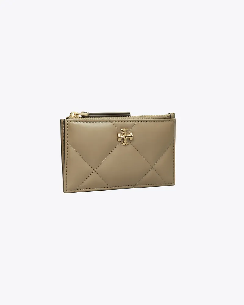 Tory Burch Damen Kira Kartenetui mit Rautensteppung und Reißverschluss Taupe